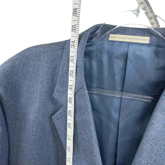 Joseph Abboud 48R 55% SILK 45% WOOL American Soft Jacket Blue Check Parisian USA - Picture 11 of 16